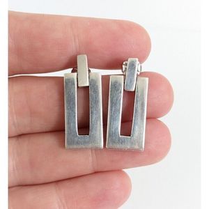 Jondell Signed Modernist Rectangle Door Knocker Sterling Silver 925 Earrings